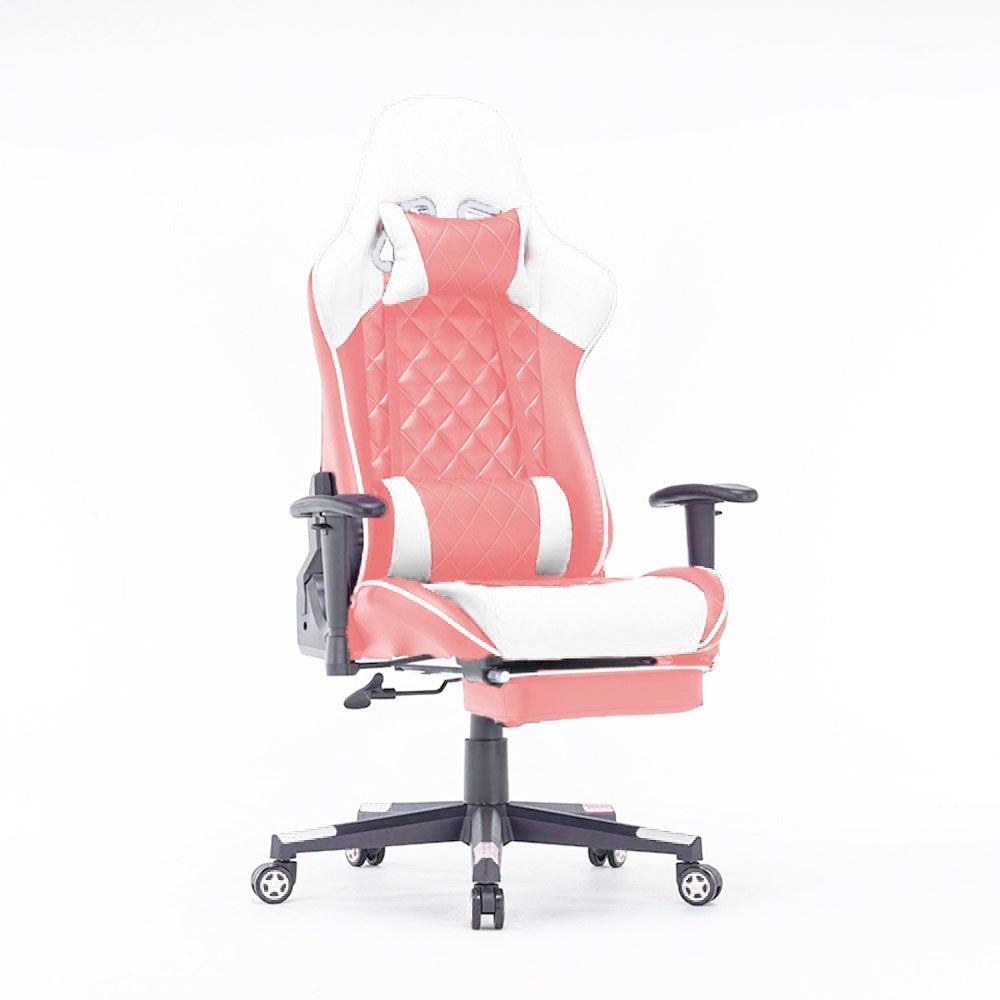 NNEDSZ Gaming Chair Ergonomic Racing chair 165° Reclining Gaming Seat 3D Armrest Footrest Pink White