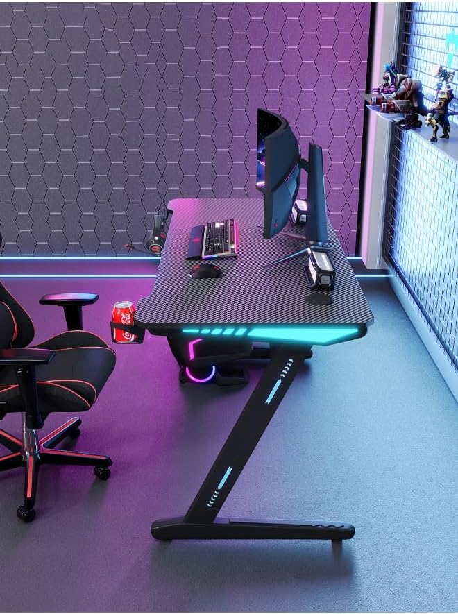 Gaming Desk With LED Light Gaming Desk Z Leg 120 CM